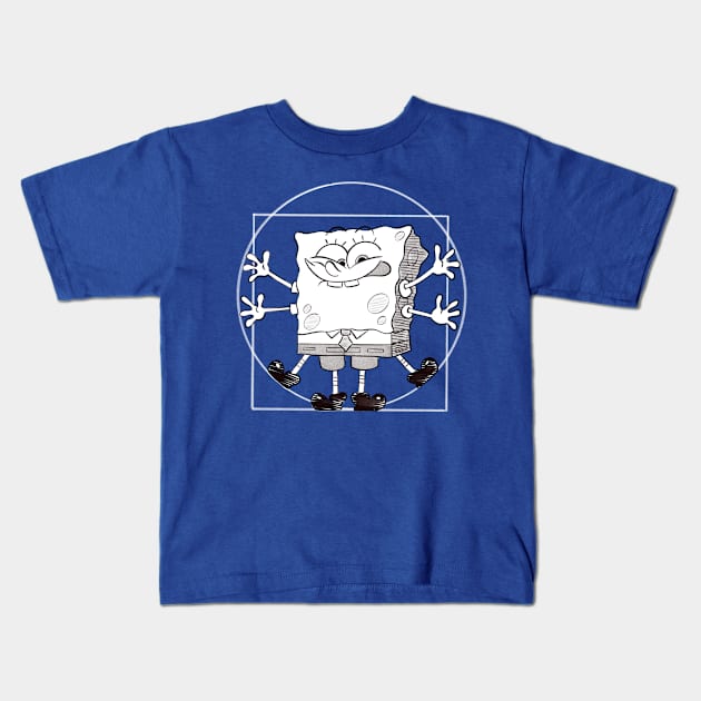 Vitruvian Spongebob - Kids T-Shirt by creativeballoon